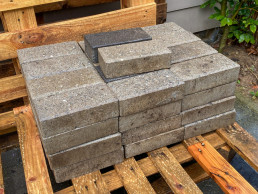 A pile of cement bricks