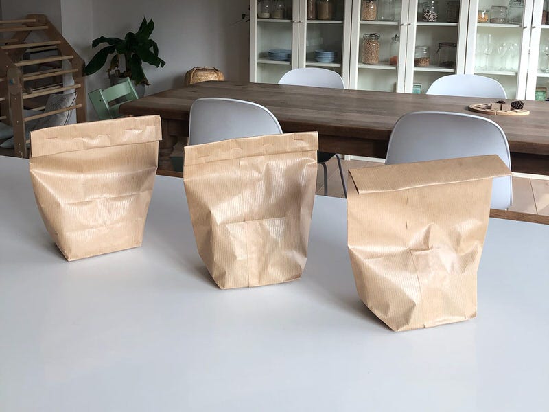 Packaging kraft bags with microgreens